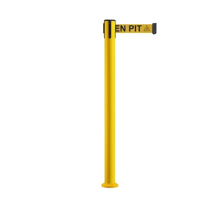 Montour Line Stanchion Belt Barrier Fixed Base Yellow Post 7.5ftYel. Open. Belt P400F-YW-BEWARYB-75